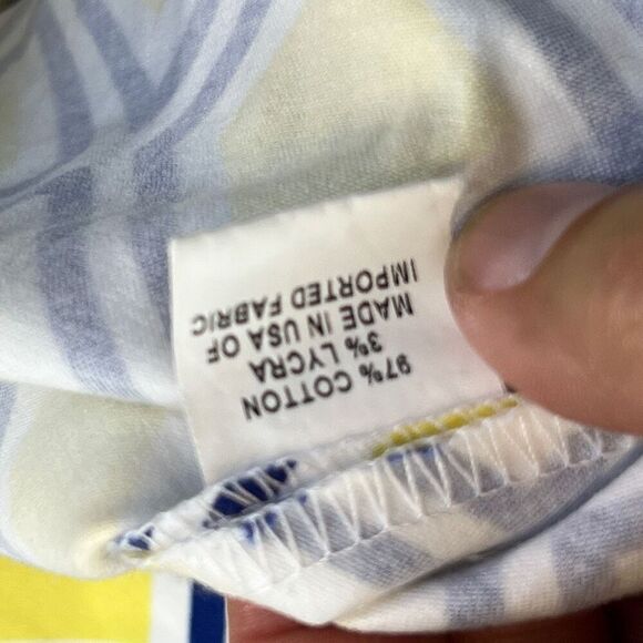 Melly M Women's Geometric Print 3/4 Sleeve V Neck Shift Dress Blue Yellow Size 6 - Picture 5 of 5